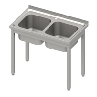 Stalgast Spültisch ohne Grundboden 600 mm,  zwei Becken,  Edelstahl DST10652A,  Maße: (B x T x H) 1000 x 600 x 850 mm,  Selbstmontage