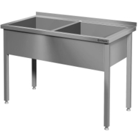 Stalgast Topfspüle,  zwei Becken,  300 mm Beckenhöhe,  Edelstahl VTS12654A,  Maße: (B x T x H) 1200 x 600 x 850 mm,  verschweißt
