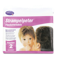 STRAMPELPETER Flockenwindeln 1486201,  Saugstärke 2,  697 ml,  1 Packung = 56 Windeln