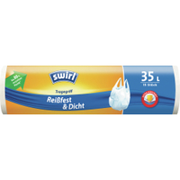 Swirl Müllbeutel mit Tragegriff Reißfest & Dicht 1 Karton = 16 Rollen à 15 Stück,  Volumen: 35 Liter