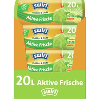 Swirl Müllbeutel Reißfest,  Aktive Frische,  20 Liter 4006508981410,  1 Karton = 12 Rollen à 12 Beutel
