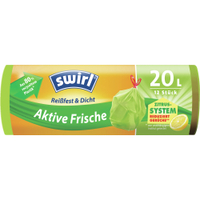 Swirl Müllbeutel Reißfest,  Aktive Frische,  20 Liter 4008871215918,  1 Rolle = 12 Beutel