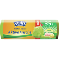 Swirl Müllbeutel Reißfest,  Aktive Frische,  35 Liter 4008871215901,  1 Karton = 12 Rollen á 9 Beutel