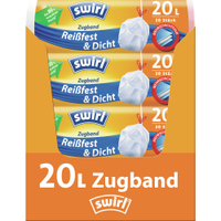 Swirl Müllbeutel Reißfest,  mit Zugband,  20 Liter 4006508957521,  1 Karton = 6 Rollen à 20 Beutel