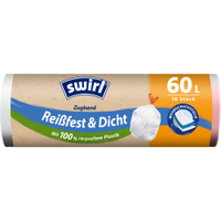 Swirl Müllbeutel Zugband Reißfest & Dicht,  60 Liter 4008871216410,  1 Karton = 9 Rollen à 10 Stück