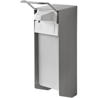 TEMDEX Desinfektionsmittel- und Seifenspender,  Edelstahl 118 843,  1000 ml,  kurzer Armhebel,  Edelstahlpumpe