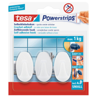 tesa Powerstrips Haken Small Oval 57533-00,  1 Packung = 3 Haken
