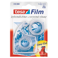 tesafilm kristall-klar Kleberolle 803571,  1 Packung = 1 Rolle und tesa Easy Cut Handabroller