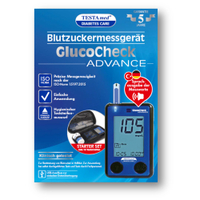 TESTAmed GlucoCheck ADVANCE Blutzuckermessgerät,  27-teilig 544005,  1 Starter-Set