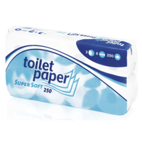 Toilettenpapier Super Soft,  3-lagig,  hochweiß 035200,  1 Packung = 8 Rollen mit je 250 Blatt,  Blattmaße: 9, 5 x 11 cm