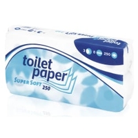 Toilettenpapier Super Soft,  3-lagig,  hochweiß 035200,  1 Palette = 18 Pakete à 9x8 Rollen,  Blattmaße: 9, 5 x 11 cm