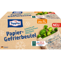 Toppits Papier-Gefrierbeutel,  reißfest 4008871220257,  1 Packung = 20 Stück,  Fassungsvermögen: 1 Liter