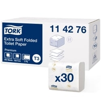 Tork Einzelblatt Toilettenpapier T3 Premium,  2-lagig,  weiß 114276,  1 Paket = 30 Rollen x 252 Blatt = 7.560 Blatt