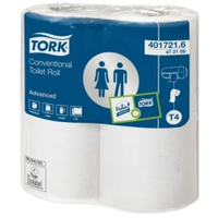 Tork Kleinrollen Toilettenpapier T4 Advanced,  2-lagig,  weiß 472159,  1 Paket = 12 x 4 Rollen x 200 Blatt = 9.600 Blatt