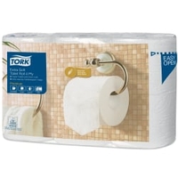 Tork Kleinrollen Toilettenpapier T4 Premium,  4-lagig,  weiß 110405,  1 Packung = 6 Rollen,  1 Rolle = 150 Blatt