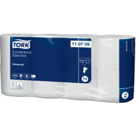 Tork Kleinrollen Toilettenpapier T4 Universal,  2-lagig 110789,  1 Paket = 8 Packungen à 8 Rollen = 64 Rollen