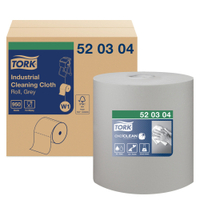 Tork Reinigungstücher W1 kompatibel,  43 x 38 cm,  grau,  1-lagig 520304,  1 Rolle = 950 Tücher