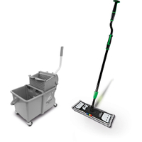 UNGER erGO! clean Flachmopp Bodenreinigungs-Set FAKT8,  4-teiliges Set