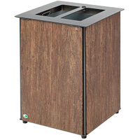 VAR Abfallbehälter,  80 Liter 21362,  AB 03,  farbe: antik-silber/edelstahl,  mit PVC-Folie in Holz-Optik