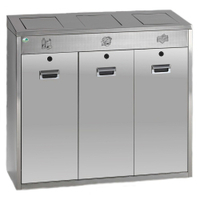 VAR Wertstoffsortiersystem aus Edelstahl 21230,  Standgerät - 48 Liter x 3 = 144 Liter