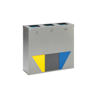 VAR WS Trapez 93 Werstoffsammelstation,  3 x 89 Liter 21342,  Mantelfarbe: silber,  Einsatzfarben: gelb,  blau,  antik-silber