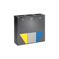 VAR WS Trapez 93 Werstoffsammelstation,  3 x 89 Liter 21343,  Mantelfarbe: antik-silber,  Einsatzfarben: gelb,  blau,  silber