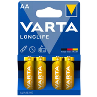 VARTA LONGLIFE Batterie Mignon AA,  Alkali,  LR6 4008496525157,  1 Packung = 4 Stück,  2800 mAh
