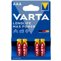 VARTA LONGLIFE MAX POWER Batterie Micro AAA,  Alkali,  LR03 4008496104734,  1 Packung = 4 Stück,  1270 mAh