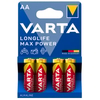 VARTA LONGLIFE MAX POWER Batterie Mignon AA,  Alkali,  LR6 4008496105946,  1 Packung = 4 Stück,  2980 mAh