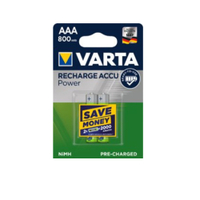 VARTA RECHARGE ACCU POWER vorgeladener Akku Micro AAA,  NiMH,  HR03 4008496330867,  1 Packung = 2 Stück,  800 mAh