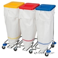 VERMOP Meditrans Wäschesammler Dreifach mit Deckel und Pedal 10643802,  Deckel: gelb,  rot und blau,  Maße (B x T x H): 108 x 46 x 96 cm