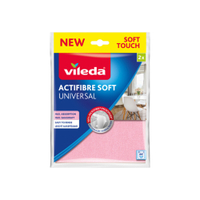Vileda Actifibre Soft Allzwecktuch,  2er-Pack 171813,  1 Packung = 2 Tücher,  1x Rosa,  1x Grau