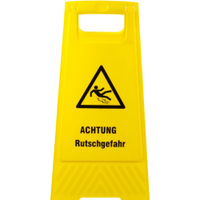 Warnschild zum Einsatz bei Bodennässe