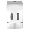 WENKO 2-Kammer Desinfektions- und Seifenspender Tartas Chrom 24590100,  Farbe: chrom/ grau