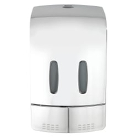WENKO 2-Kammer Desinfektions- und Seifenspender Tartas Chrom 24590100,  Farbe: chrom/ grau
