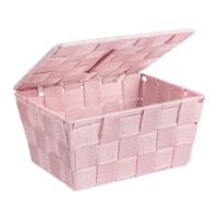 WENKO Adria Aufbewahrungskorb mit Deckel 22574100,  Farbe: rosa