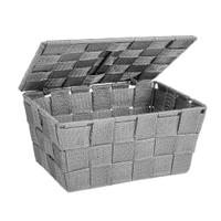 WENKO Adria Aufbewahrungskorb mit Deckel 22793100,  Farbe: grau