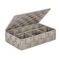 WENKO Adria Aufbewahrungskorb mit Deckel,  klein,  4 Fächer 22569100,  Farbe: taupe