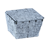 WENKO Adria Feltro Aufbewahrungskorb,  mit Deckel 23812100,  Maße (B x H x T): 14 x 9, 4 x 14 cm,  quadratisch,  grau