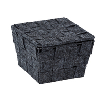 WENKO Adria Feltro Aufbewahrungskorb,  mit Deckel 23816100,  Maße (B x H x T): 14 x 9, 4 x 14 cm,  quadratisch,  anthrazit