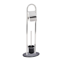 WENKO Atlanta Stand WC-Garnitur,  Edelstahl 21731100,  Maße (B: 28 cm x H: 78, 5 cm x T: 20, 5 cm)