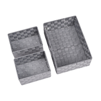 WENKO Aufbewahrungsbox Adria,  grau,  Set,  3-teilig 69774800,  1 Set,  2 x Badkorb M,  1 x Badkorb L