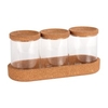 WENKO Aufbewahrungsdosen Apiro,  Set,  4-teilig,  Glas/Kork 25355100,  1 Set = 3 Aufbewahrungsgläser,  1 Korkunterlage