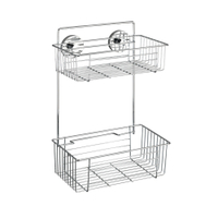 WENKO Bari Vacuum-Loc Wandregal 20889100,  2 Etagen - Maße: 26 x 38 x 17 cm,  Farbe: Silber