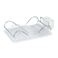 WENKO Clean Geschirrabtropfer 2373100,  Farbe: Weiß/ Silber,  glänzend