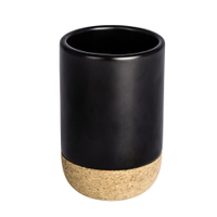 WENKO Corc Zahnputzbecher 22626100,  Farbe: Schwarz/ Braun