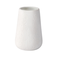WENKO Flora Zahnputzbecher 22632100,  Weiß mit zartem Blümchen-Relief
