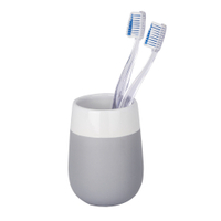 WENKO Malta Zahnputzbecher 22050100,  Farbe: grau / weiß