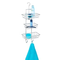 WENKO Milano Duschcaddy,  Duschablage 16824100,  3 Ablagekörbe,  2 Haken,  Maße: 25 x 62 x 14 cm