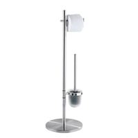 WENKO Pieno Stand WC-Garnitur 18452100,  Maße: 26, 5 x 79 x 25, 5 cm,  Farbe: Silber / Satiniert